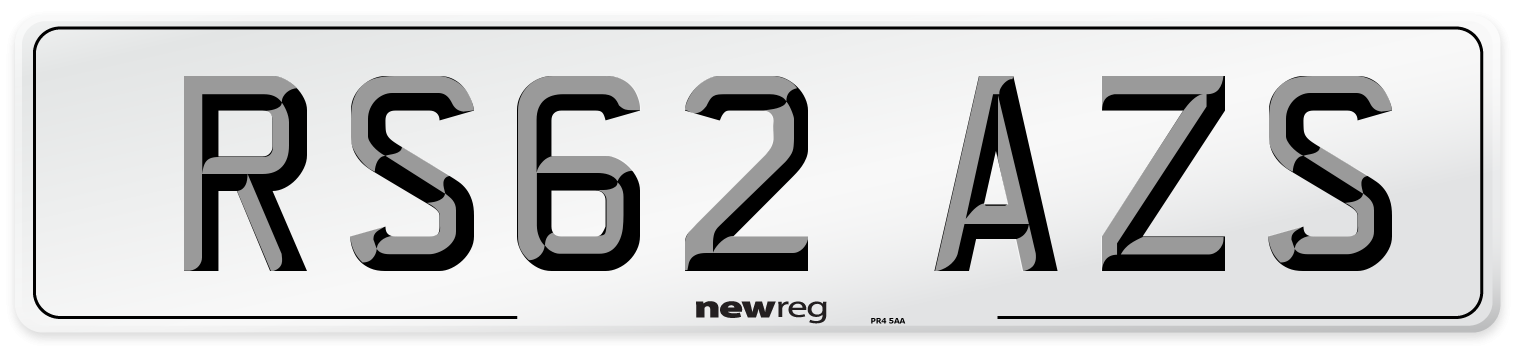 RS62 AZS Number Plate from New Reg